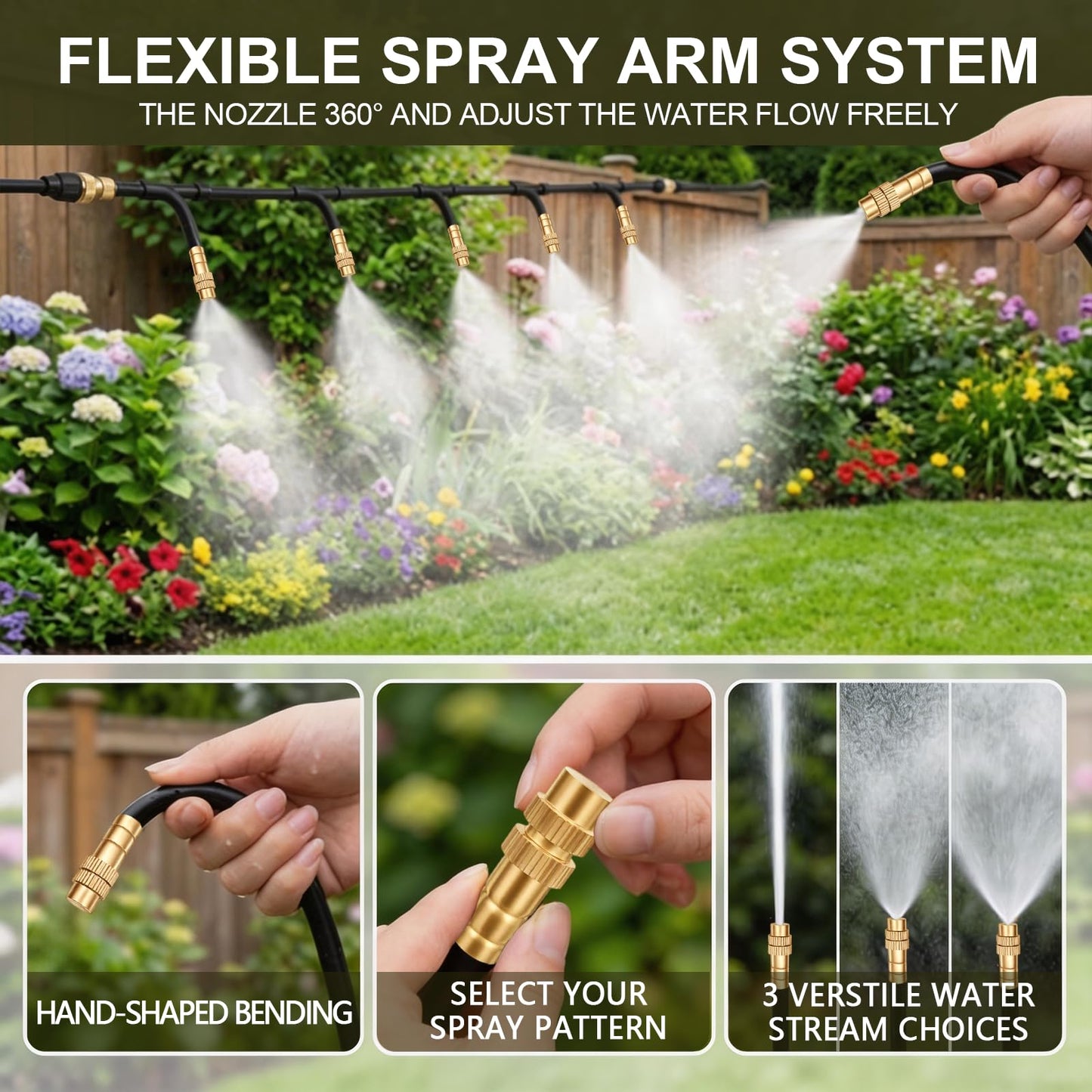 50FT Drip Irrigation Kit for Garden Beds, Greenhouse & Potted Plants – Adjustable Micro Watering System with 1/4" Distribution Tubing, Emitters, Connectors & Stakes