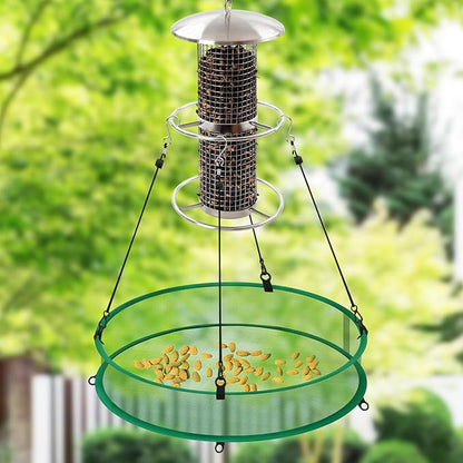 Bird Seed Catcher for Outdoor Feeders, Adjustable Hanging Trays with 4in Anti-Spill Height, Hanging Hoop Bird Seed Catcher Tray for Hummingbird Feeders Outdoor Garden Accessories, 16inch