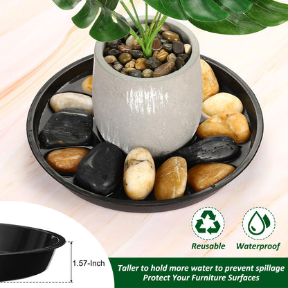 PATIKIL 5 Pack Plastic Plant Saucer, 14 Inch Plant Tray for Pots Round Plant Dish Plant Drip Trays Water Tray for Indoors Outdoors Garden, Black