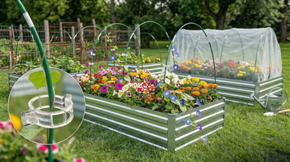 36PCS Garden Hoops for Raised Beds & 30PCS Tomato Clips, Greenhouse Hoops for Netting, Rust-Free Diameter 0.23” Fiberglass Plant Support Garden Stakes Can Cover 2.8ft-3.5ft in Width (36PCS+30 Clips)