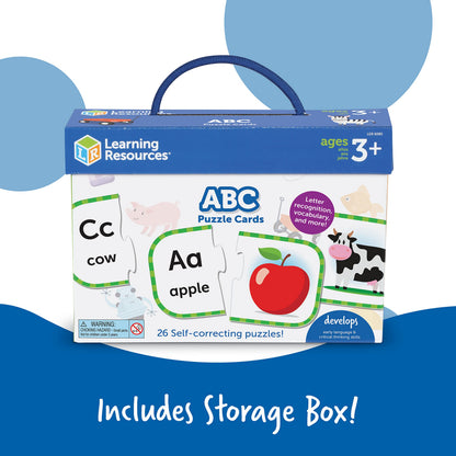 Learning Resources ABC Puzzle Cards, Kindergarten Readiness, Self Correcting Puzzles, Alphabet Learning Games, Puzzles for Toddlers, Ages 3+