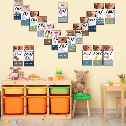 Ireer Boho Vowels Sound Wall for Classroom Neutral Phonics Kit, Science of Reading Posters for Classroom Decor, Kindergarten Speech Materials, Phonemic Awareness, Esl Teaching Material