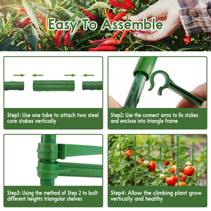 Riare 6 Pack 5.2 FT Tomato Cages for Garden- 63inches Heavy Duty Garden Stakes, Adjustable Tall Tomato Plant Support Tomato Trellis Cage for Pots, Raised Garden Bed, Climbing Vegetables Plants Flowers