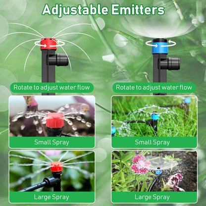 246FT Drip Irrigation System, Automatic Drip Irrigation Kit with 1/2" Main Tube & 1/4" Branch Tubing, Adjustable Drip Emitters, Garden Watering System for Flower Bed, Raised Beds, Lawn, Greenhouses