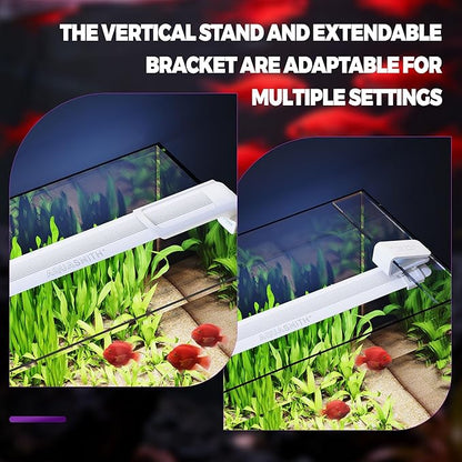 AQUASMITH Aquarium Light,Fish More Red Water is Not,Specific Full Spectrum Fish Tank Light,Comes with Two Mounting Brackets, Timing Function, Memory Feature, Adjustable Brightness, IP68 (14IN)