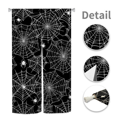 Leowefowa Janpanese Doorway Curtain Halloween Scary Spider Web Black Door Hanging Horror Night of Halloween Theme Window Treatment Partition Kithchen Bathroom Door Decor 33.5"x 59"