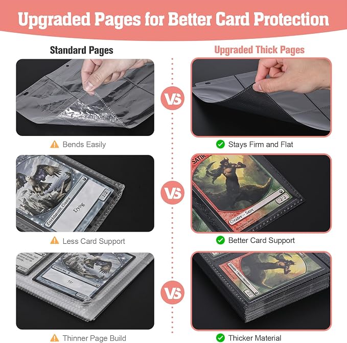 Trading Card Binder Album, 900 Pockets, 3-Ring Refillable with 50 Double-Sided 9-Pocket Sheets, Fits 2.5"x3.5" TCG & Sports Cards, Acid-Free, Zippered PU Cover, Cherry Anime Design