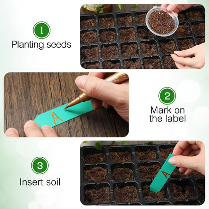 Vesici 20 Pcs 50 Cell Deep Root Seed Starting Trays 3.54" Depth Seedling Plastic Nursery Trays Bulk Thick Plastic Starter Cups for Plants with 120 Labels 2 Plant Tool Germination Gardener Supply