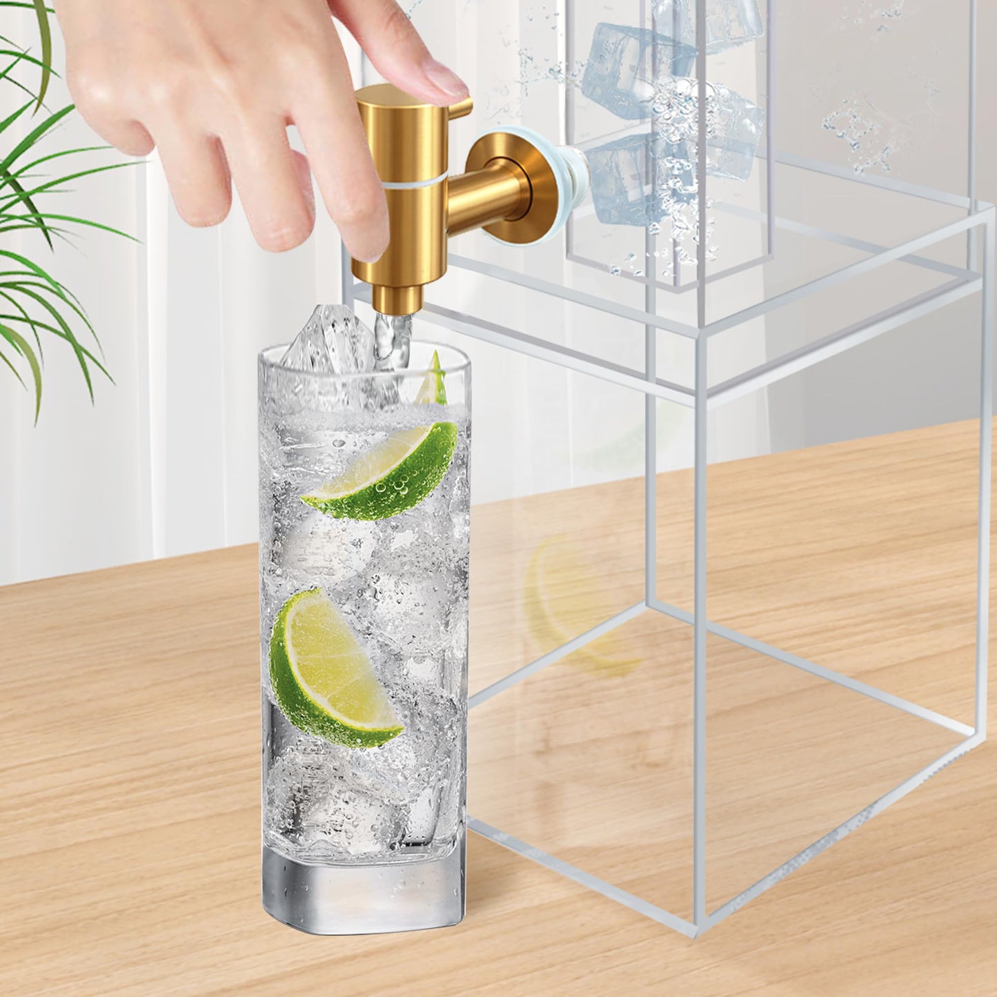 2 Gallon Large Drink Dispenser, Drink Dispenser with Acrylic Stand, Drink Dispensers for Parties with Ice Core, Beverage Dispenser with Airtight Valve for Water, Punch, Juice