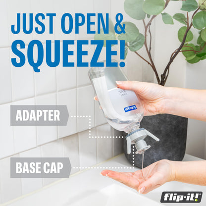 Flip-It! Bottle Emptying Kit – 6 Bottle Pack - No more wasted product - Fits most plastic bottles – 6 Base Caps, 6 Adapters – Pastel Color Edition