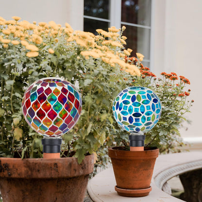 Chonsun Plant Watering Spikes Mosaic Self Watering Globes 2 Pack Large Self Watering Planter Insert Automatic Watering Bulbs for Outdoor Plants