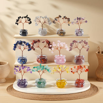 DUKIZA Crystal Tree Home Decor,12PC Crystal Tree Set of Life, mini Crystal Trees Chakra Decor for Home, 7 Chakra Gemstone Tree Crystals Decorations Suitable for Any Place (12PC style1)