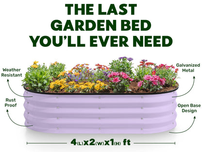 Plant & Plot Galvanized Raised Garden Beds Outdoor // 4×2×1 ft Planter Raised Beds for Gardening, Vegetables, Flowers // Large Metal Garden Box (Lavender)