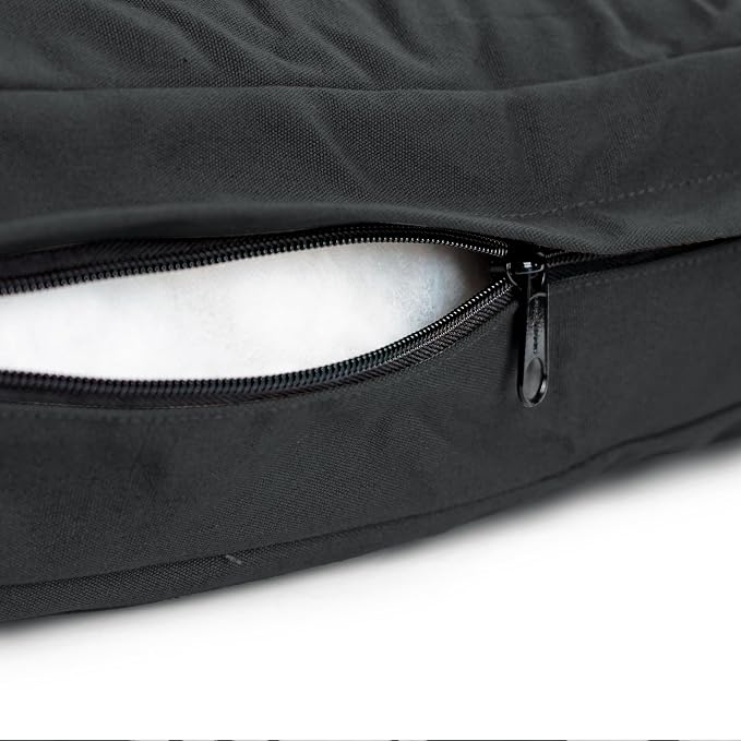 WHITEDUCK Outdoor Dog Bed Heavy-Duty 12oz Canvas, Water-Repellent Cotton, Machine Washable Removable Cover with Full-Length Zipper, Dog Bed for Large Dogs & Crate, (Black) 35" Lx20 Wx4.3 th (M)