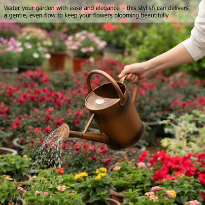 Gardenised 1 Gallon Metal Watering Can with Removable Long Spout & Sprinkler Head for Indoor & Outdoor Use Ideal for Garden Flowers Potted Plants Houseplants Modern Decorative Home Accessories, Bronze