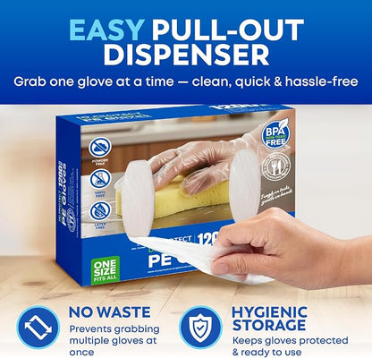 Disposable Plastic Gloves 1200 Pack – Food Safe, BPA & Latex-Free HDPE Cryogenic Gloves for Cooking, Food Prep, Kitchen Use, Serving & Crafts – Clear, Single-Use, Comfortable Fit