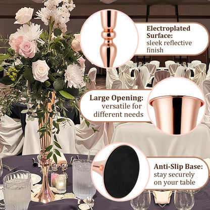 Gold Vase for Wedding Centerpiece, 2Pcs Metal Trumpet Vase 22" Tall Flower Stand for Wedding Table Centerpiece Decoration Floral Arrangement for Reception Bridal Party Decor