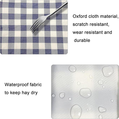 Rabbit Hay Feeder Bag, Large Capacity Rabbit Hay Bag Small Animal Hanging Hay Bag 600D Oxford Cloth Bunny Hay Feeder Bag for Rabbits Guinea Pigs Chinchillas (Plaid-2 Holes-2Pcs)