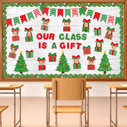 HIQINLUG Christmas Bulletin Board Decorations Set Christmas Classroom Decoration Xmas Boxes Bulletin Board Decor Cutouts For Xmas Holiday Party Classroom School Home Wall Decor