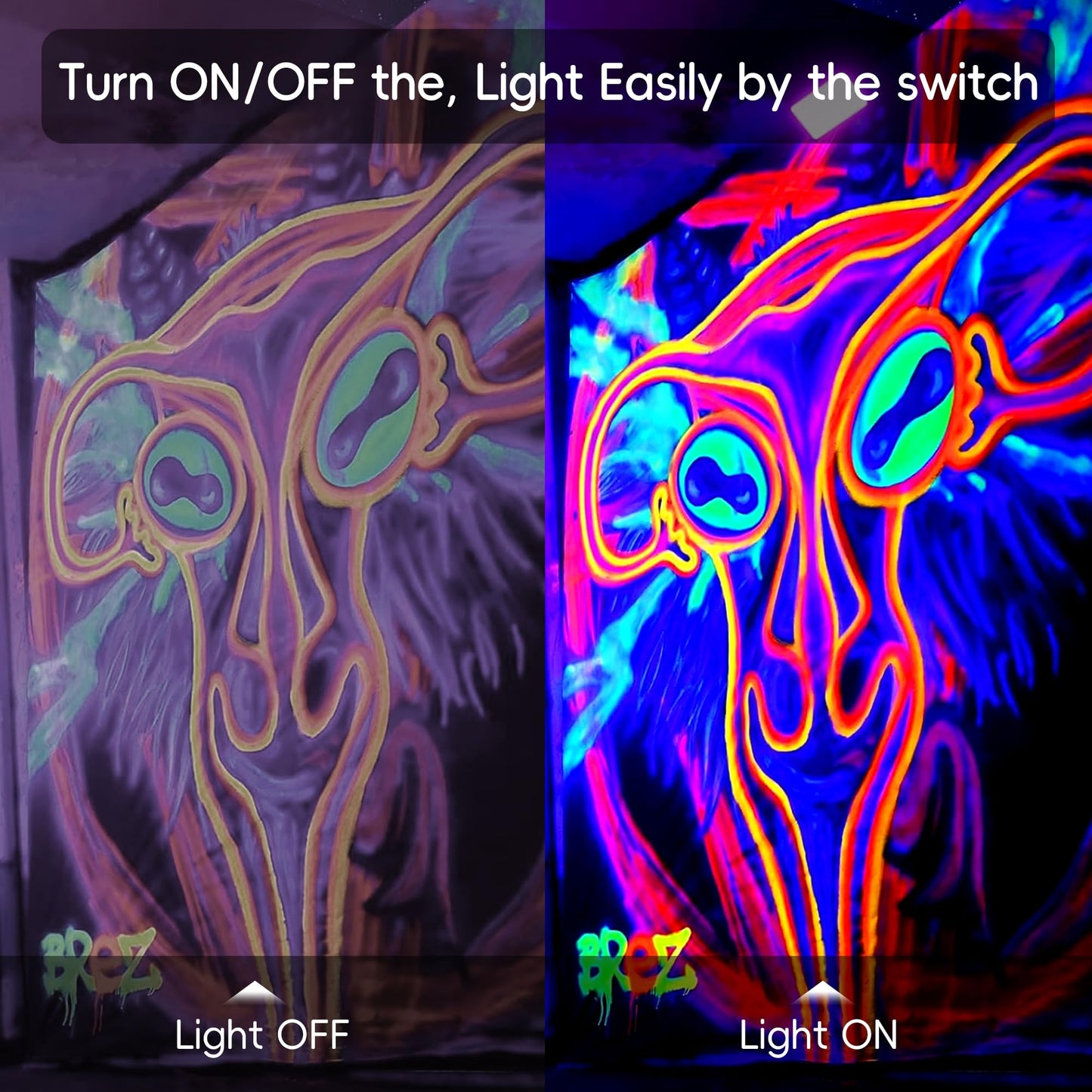 4 Pack 100W LED Black Lights, Blacklight Flood Light with Plug and Switch, IP66 Waterproof Blacklight for Halloween Party, Glow in The Dark, Stage Light, Body Paint, Neon Glow