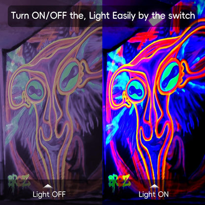 4 Pack 100W LED Black Lights, Blacklight Flood Light with Plug and Switch, IP66 Waterproof Blacklight for Halloween Party, Glow in The Dark, Stage Light, Body Paint, Neon Glow