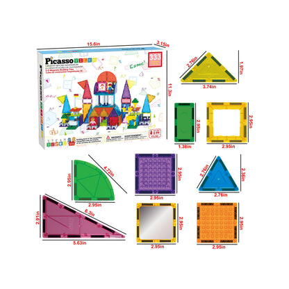 PicassoTiles 333pcs Magnetic Brick Tile and Magnetic Tile Combo Set, Action Figures included, Building Blocks STEM Toys, Educational Montessori Preschool Toddler classroom learning toys, Kids activity