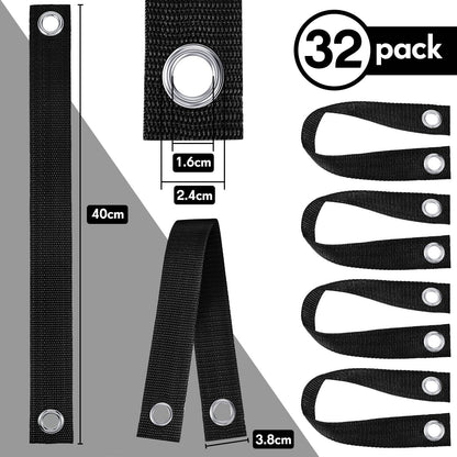 32 Pieces 15.74 Inches Tree Straps for Staking with Grommet Heavy Duty Tree and Plant Supports Stakes for Guying Staking Newly Planted Sapling Straight and Hurricane Protection (Black)