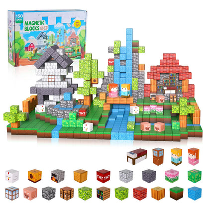 KIMPOK 150PCS Magnetic Building Blocks, 1 Inch Magnetic Cubes for Kids Ages 3-8, STEM Montessori Toys, Creative Construction & Stacking Toys, Educational Magnetic Blocks for Boys & Girls