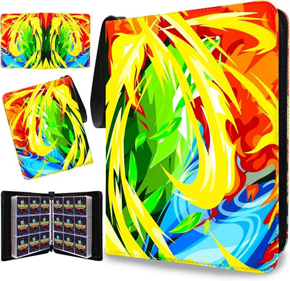 Trading Card Binder for TCG Cards, 9-Pocket Portable Card Collector Ablum Holder Book Fits 900 Cards with 50 Removable Sleeve, Waterproof Card Binder Display Storage Carrying Cases for TCG-Storm