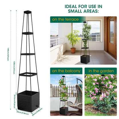 MQFORU 2Pack Raised Garden Bed Planter Boxes with Trellis, 57" Self-Watering Tomato Planter Boxes with Trellis for Climbing Vegetable and Plants, Tomato Cage for Indoor Outdoor Use