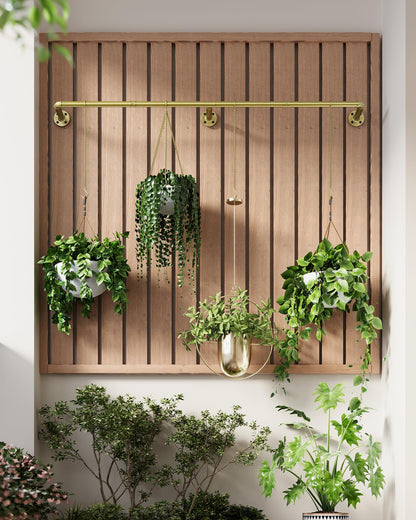 SOFITORG Plant Haning Rod, Hanging Planters for Indoor Plants with 6 Chains, Wall Plant Hanging Bar for Window Celling, 65.7 Inch, Metal Gold, Pots Not Included