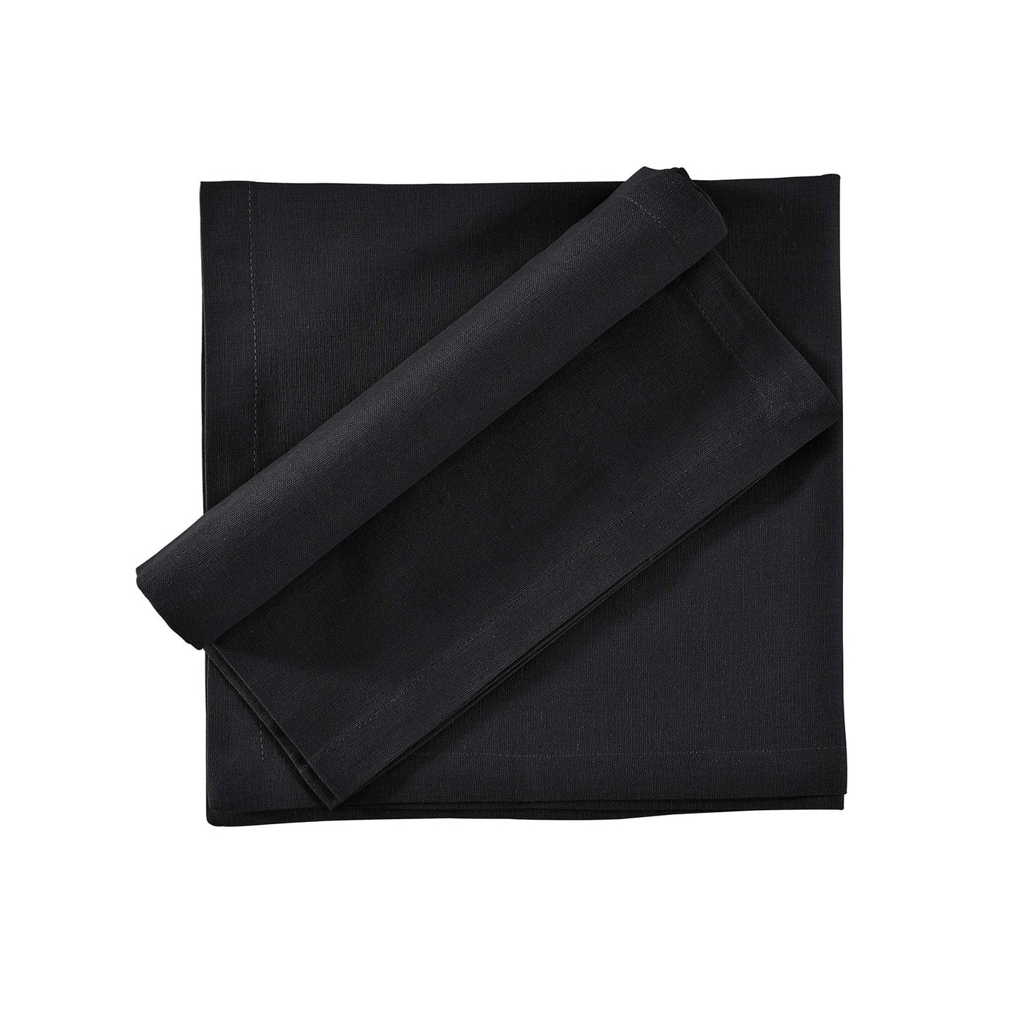 FINGERCRAFT Dinner Cloth Napkin Cotton Linen Blend 12 Pack Natural Premium Quality Mitered Corner Every Day Wedding Christmas Pre Shrunk & Good Absorbency 18x18 inch Black
