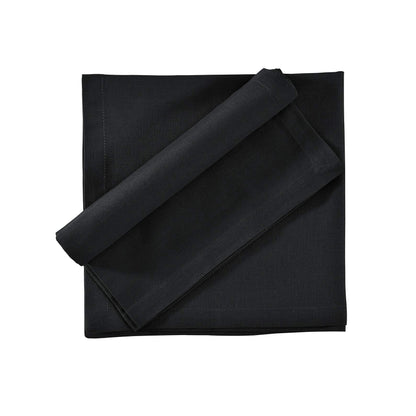 FINGERCRAFT Dinner Cloth Napkin Cotton Linen Blend 12 Pack Natural Premium Quality Mitered Corner Every Day Wedding Christmas Pre Shrunk & Good Absorbency 18x18 inch Black