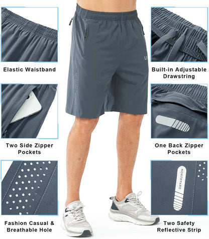 NORTHYARD Men's Athletic Running Shorts Quick Dry Workout Shorts 7"/ 5"/ 9" Lightweight Sports Gym Basketball Tennis Hiking Exercise COOLGREY-9inch 3XL