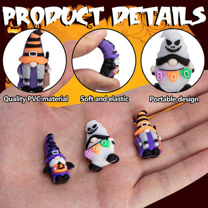 Watayo 60 Pcs Halloween Mini Gnome Figurines, Halloween Decoration Miniature Gnomes Ornaments, Pumpkin Ghost Gnomes Tiny Figurines Ornaments for Party Gifts Home Table Garden Landscape Decor
