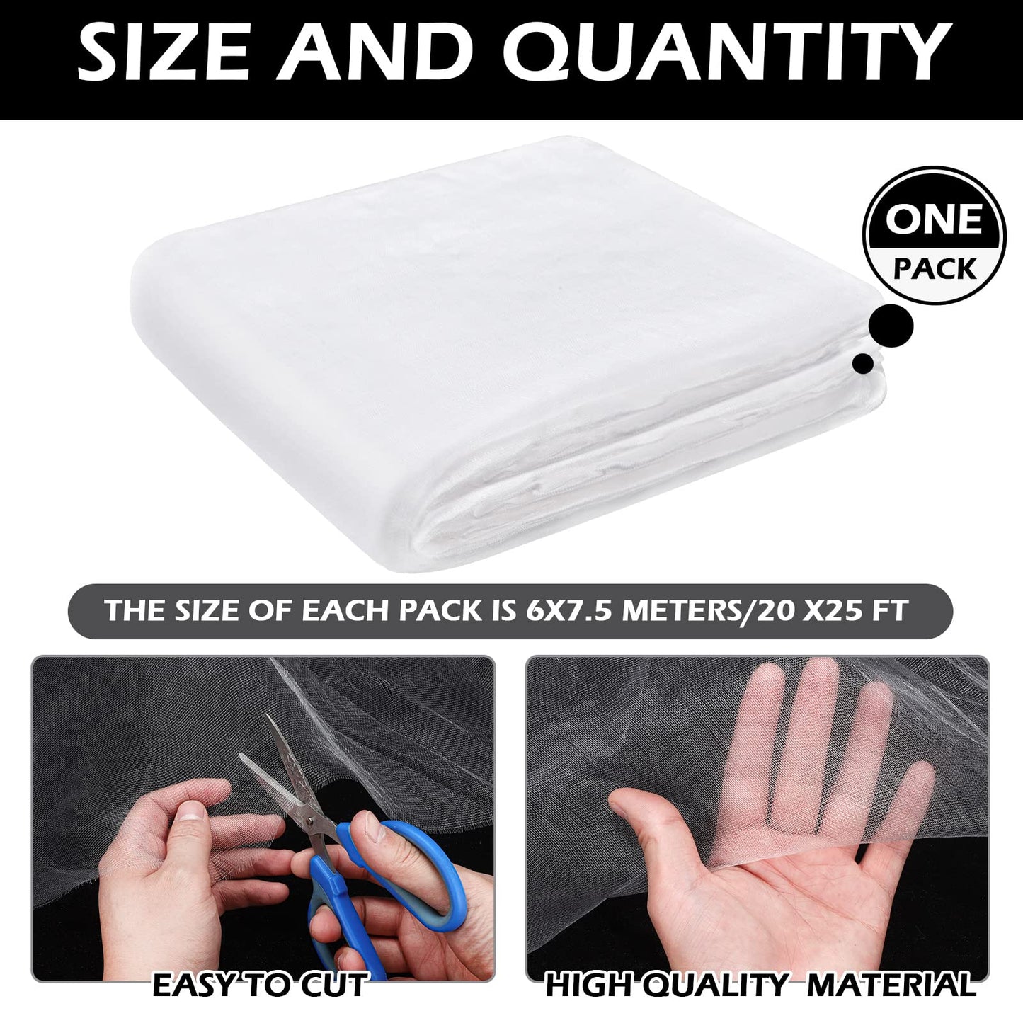 Hoolerry Mosquito Netting Ultra Fine Garden Netting Large Plant Covers Bird White Bug PE Mesh for Protecting Vegetable Fruits Flowers Tree Frost Animals(20 x 25 Ft)