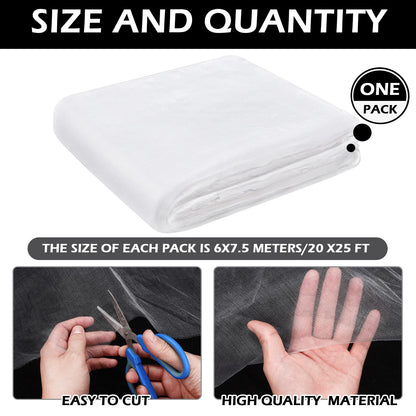 Hoolerry Mosquito Netting Ultra Fine Garden Netting Large Plant Covers Bird White Bug PE Mesh for Protecting Vegetable Fruits Flowers Tree Frost Animals(20 x 25 Ft)