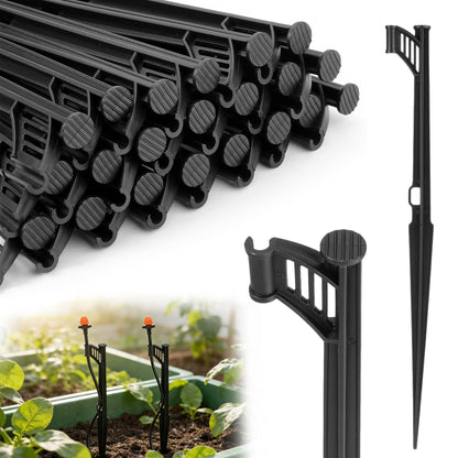 Mornajina 20 Pcs 12.8 Inch Irrigation Drip Support Stakes 1/4 Inch Adjustable Riser Drip Lines Tubing Hose Holder for Drip Irrigation Systems