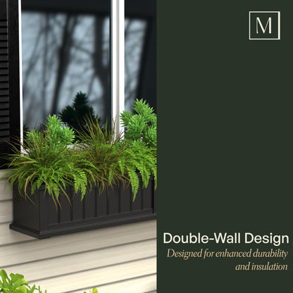 Mayne Cape Cod 3ft Window Box - White - 36in L x 11in W x 10.8in H - with 6.5 Gallon Built-in Water Reservoir (4840-W)