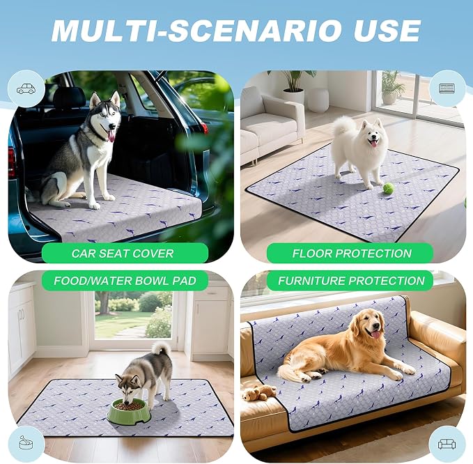 Washable Pee Pads for Dogs, 2 Pack Puppy Pads, Super Absorbent & Leakproof with Anti-Slip Bottom for Dog Training, Crates, Car, Pet Pee Pads, and Furniture Protection, 36"x36"