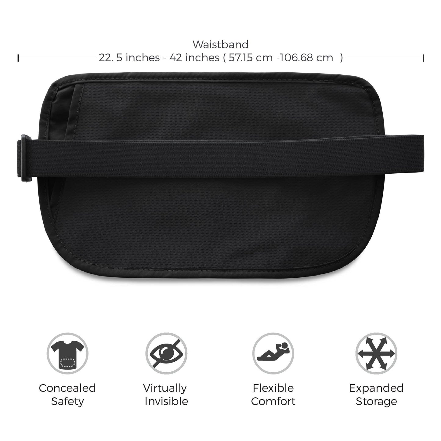 Money Belt for Secure Travel - RFID Blocking Slim Passport Holder - Hidden Waist Pouch for Cash, Credit Cards, Documents - Concealable Under Clothes, Water-Resistant Travel Belt for Men and Women