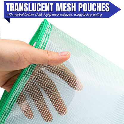 LEOBRO 20PCS Zipper Pouch, A4 Mesh Zipper Pouch Bags, Waterproof Bag, Mesh Bags for Classroom Organization, Toy Storage, School Supplies, Travel Essentials, File Jackets & File Pockets