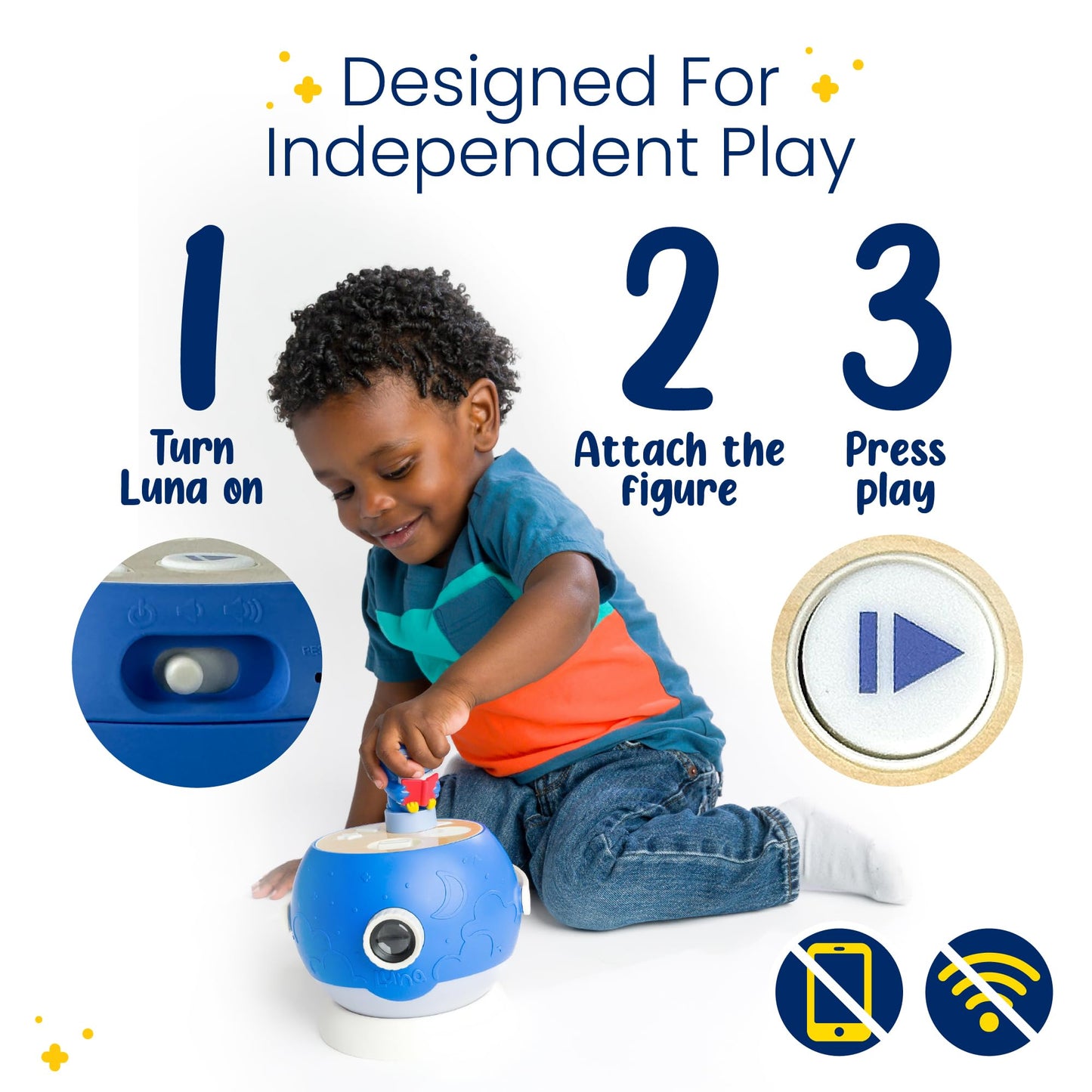 LUNA STORYTIME Kids Book Projector – 5 Daniel Tiger & 5 Classic Read-Aloud Stories, 10 Songs & Night Light & Soothing Dream Music | Children Ages 3+ Storytime Projector | Toys, Owl & Daniel Tiger