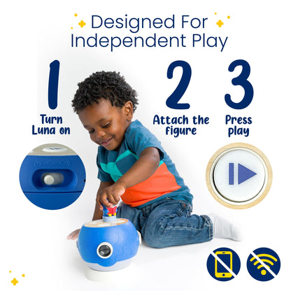 LUNA STORYTIME Kids Book Projector - 5 Read-Aloud Stories, 5 Songs, Night Light & Soothing Dream Music | Children Ages 3+ Storytime Projector for Kids & Toddlers | Educational Toys, Owl