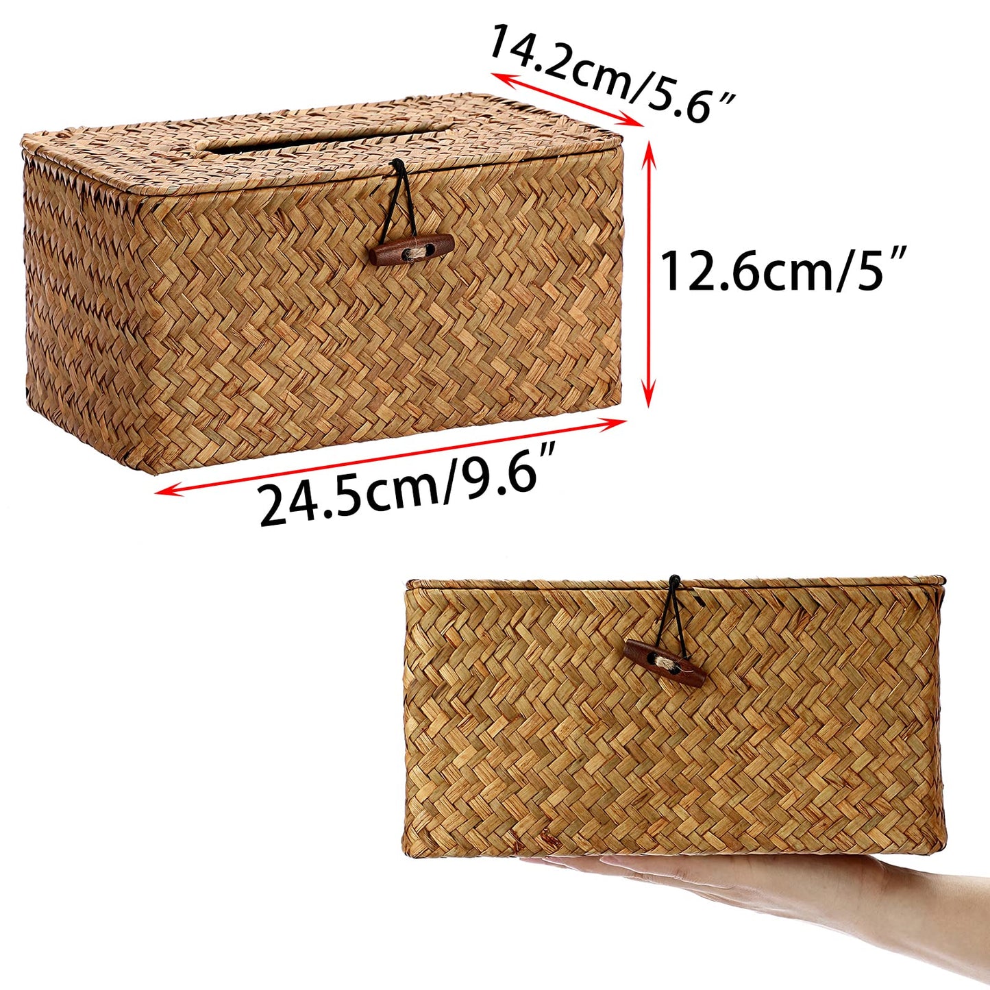 Sumnacon Tissue Box Cover Large Rectangle Tissue Box Seagrass Tissue Box Holder Woven Tissue Holder Decorative Tissue Cover for Bathroom Tissue Box Cover Rectangular for Home Office Table Coffee
