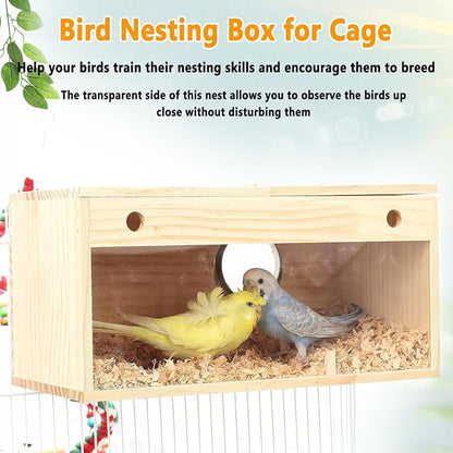 kathson Parakeet Nesting Box,Transparent Parrots Breeding Mating Boxes Nest House,Bird Cage Nesting Box for Cockatiel,Budgie,Lovebirds,Conure,Finch,Canary,M
