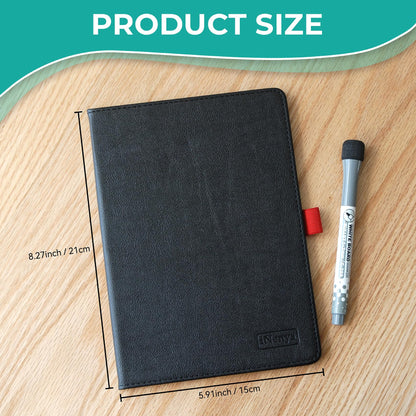 iNenya A5 Pocket White Board - Double-Sided Dry Erase Board 8x6 inch - Ultra-Thin 0.3" Portable Whiteboard with Markers & Erase | Anti-Ghosting Surface for Office Home School Student(Double-A5 Black)