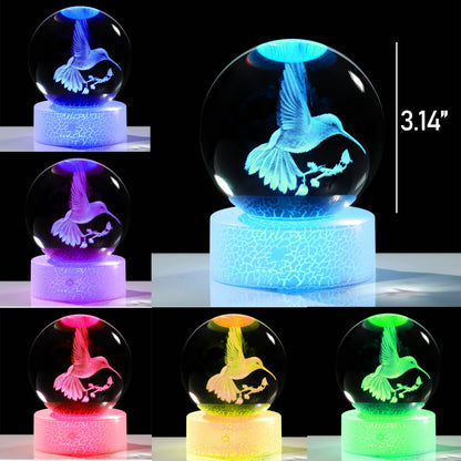 3D Hummingbird Gifts for Women - Crystals Ball Hummingbird Figurines Decor Glass Animals Figurine Keepsake Paperweight