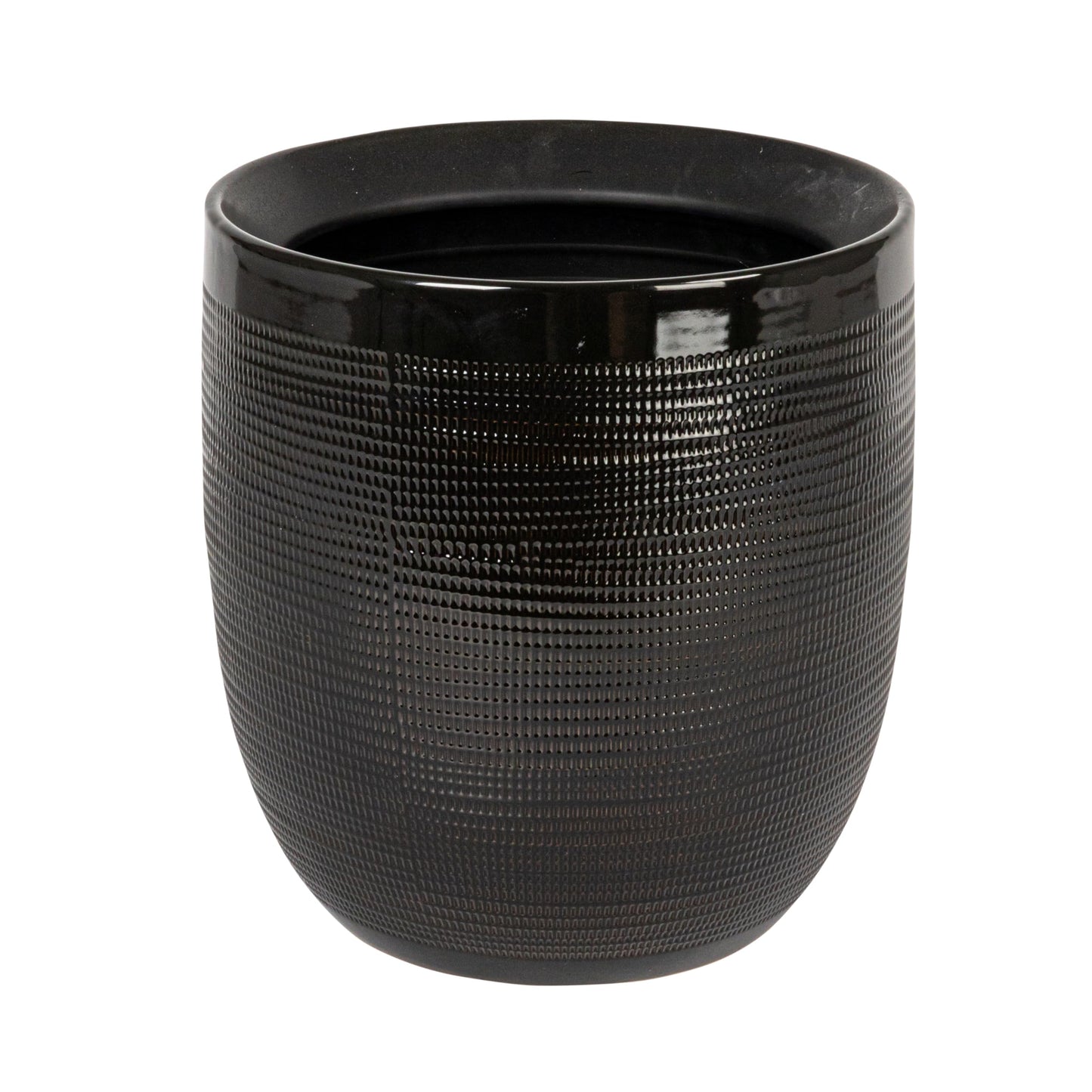 Creative Co-Op Embossed Textured Stoneware Planter, Matte Black