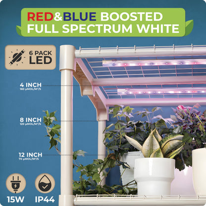 Carpathen Indoor Greenhouse with Grow Lights - 4 Tiers 27.2"L x 19.3"W x 54"H with 4 Dimmable 15W Full Spectrum LED Light Strips and 2 Gooseneck Clip-on Plant Lamp - Mini Greenhouse with Zip PVC Cover
